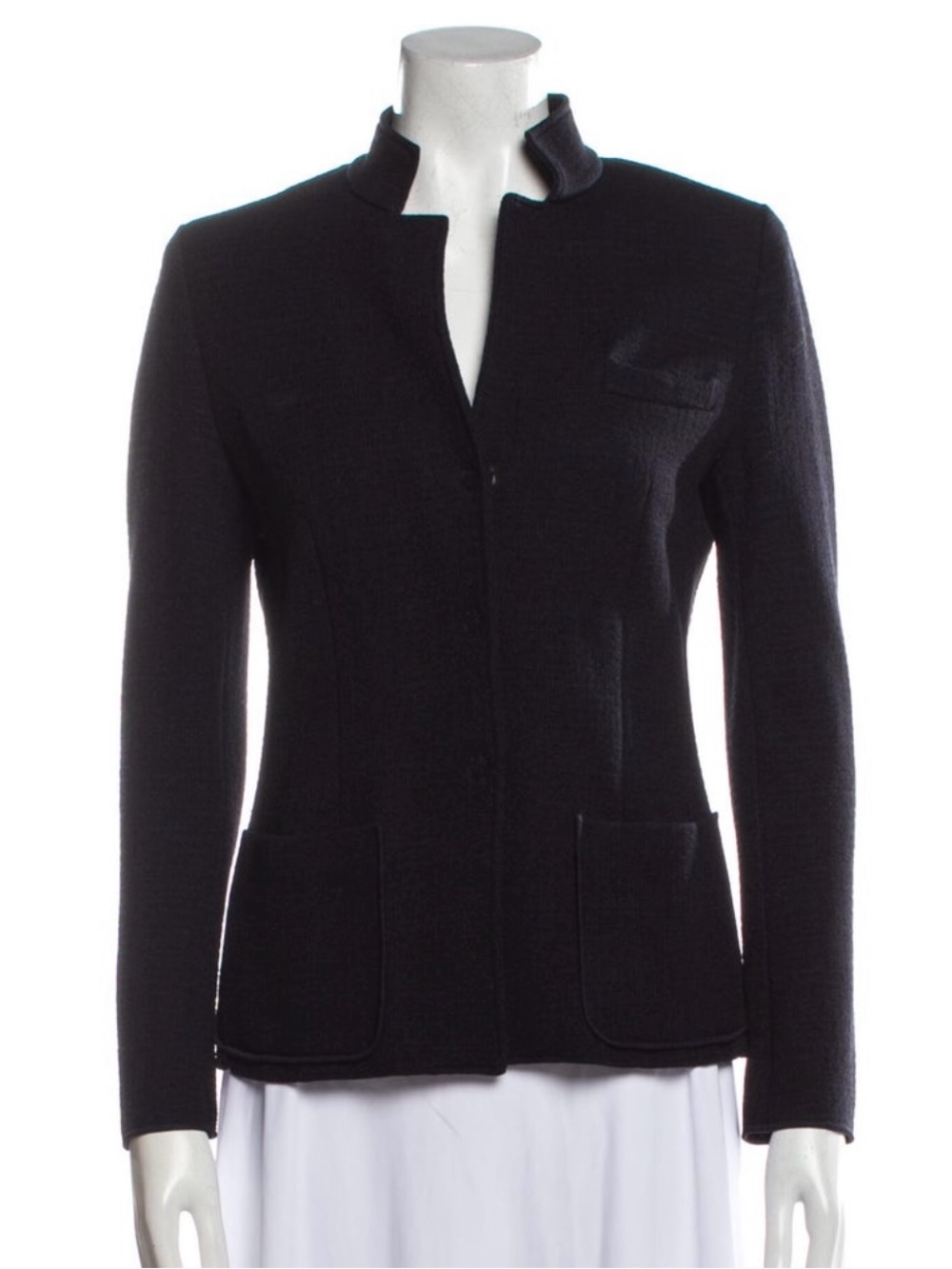 Giorgio Armani virgin wool jacket cardigan blazer navy blue- Italy 40 - US 0-2